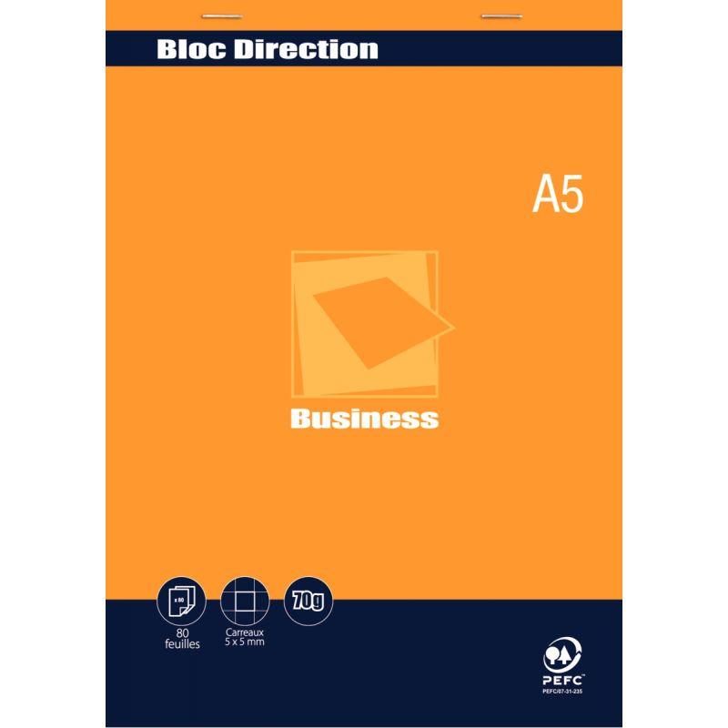 Image de  Bloc direction 80 feuilles BUSINESS, format A5, quadrillé 5x5, papier 70g 
