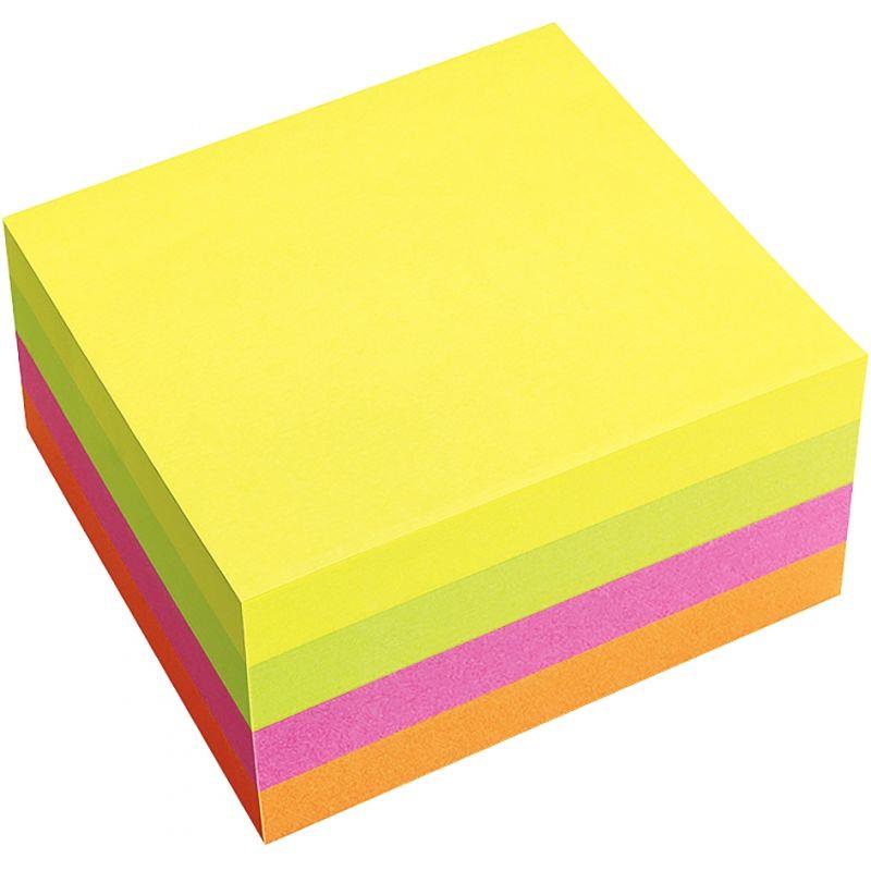 Image de  Bloc cube de 320 feuilles de notes repositionnables 75 x 75 mm coloris vif assortis 