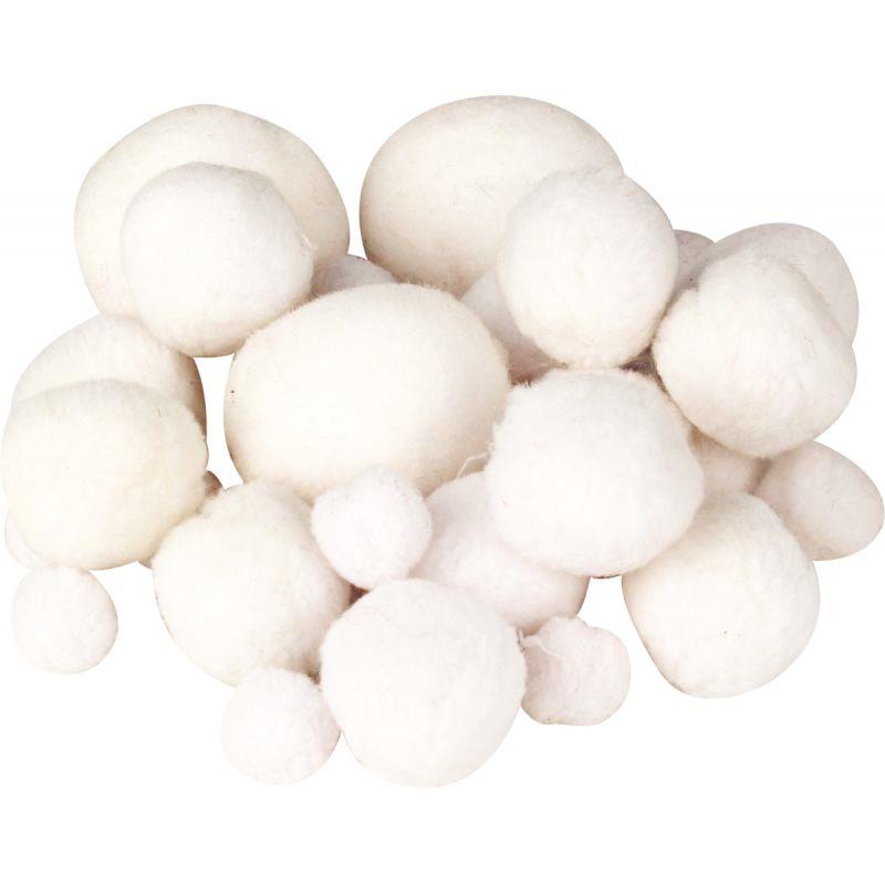 Image de  Sachet de 72 pompons blancs tailles assorties 