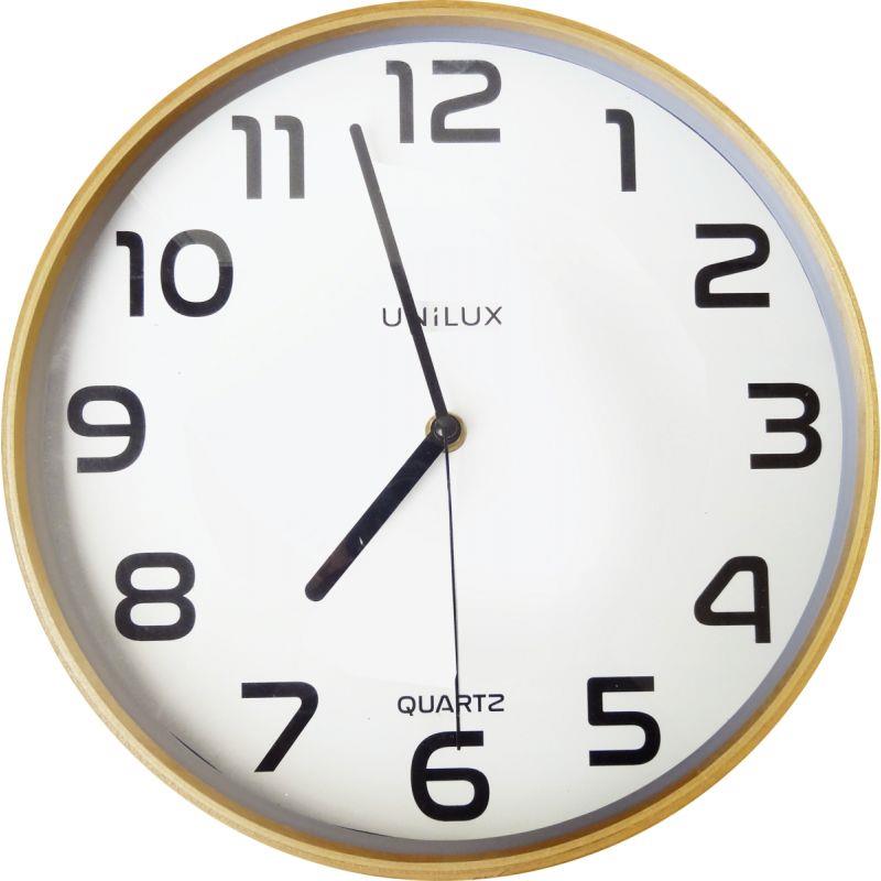 Image de  Horloge murale diamètre 31,cm bois et blanc 