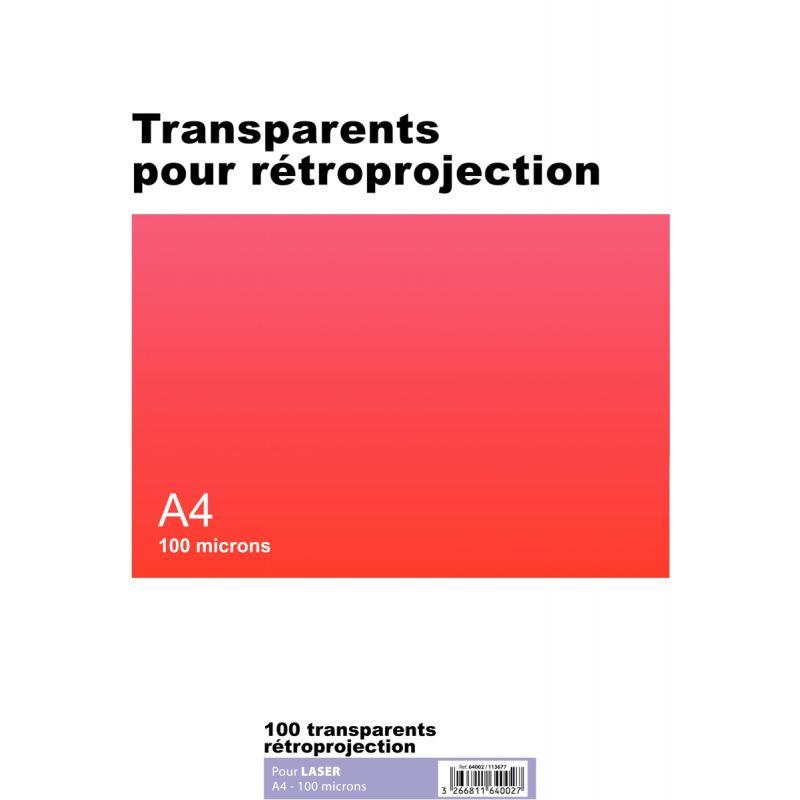 Image de  Boîte de 100 transparents pour rétroprojection laser et copieur A4 100µ 