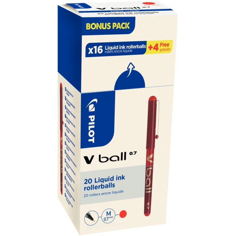 Image de  Pack de 20 rollers V-Ball 0,7mm rouges dont 4 offerts 
