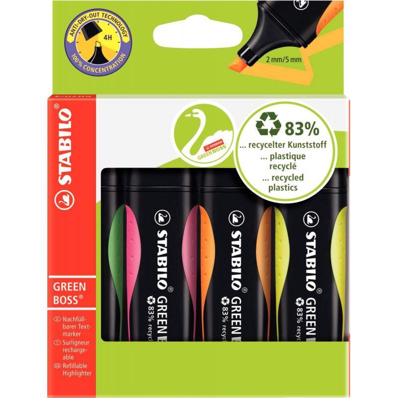 Image de  Pochette de 4 surligneurs Greenboss assortis 