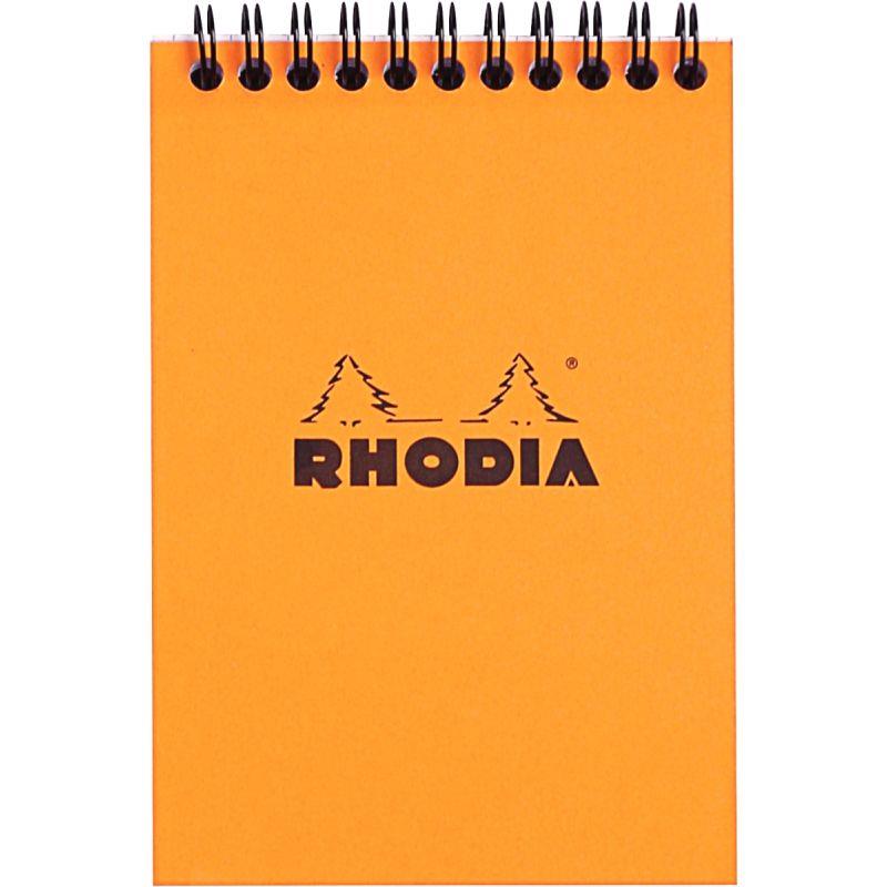 Image de  Bloc-notes à reliure intégrale RHODIA orange, format A6, 160 pages, quadrillé 5x5, papier 80g 