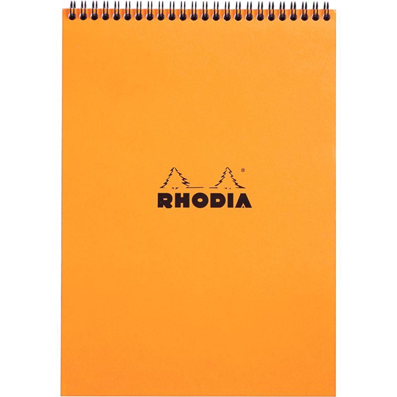 Image de  Bloc-notes à reliure intégrale RHODIA orange, format A4, 160 pages, quadrillé 5x5, papier 80g 