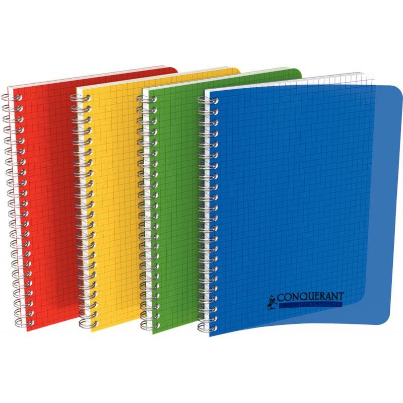 Image de  Reliure intégrale 180 pages CONQUERANT, A4, 5x5, couverture polypropylène, coloris assortis 