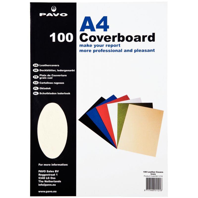 Image de  Paquet de 100 couvertures grain cuir 250g A4 ivoire 