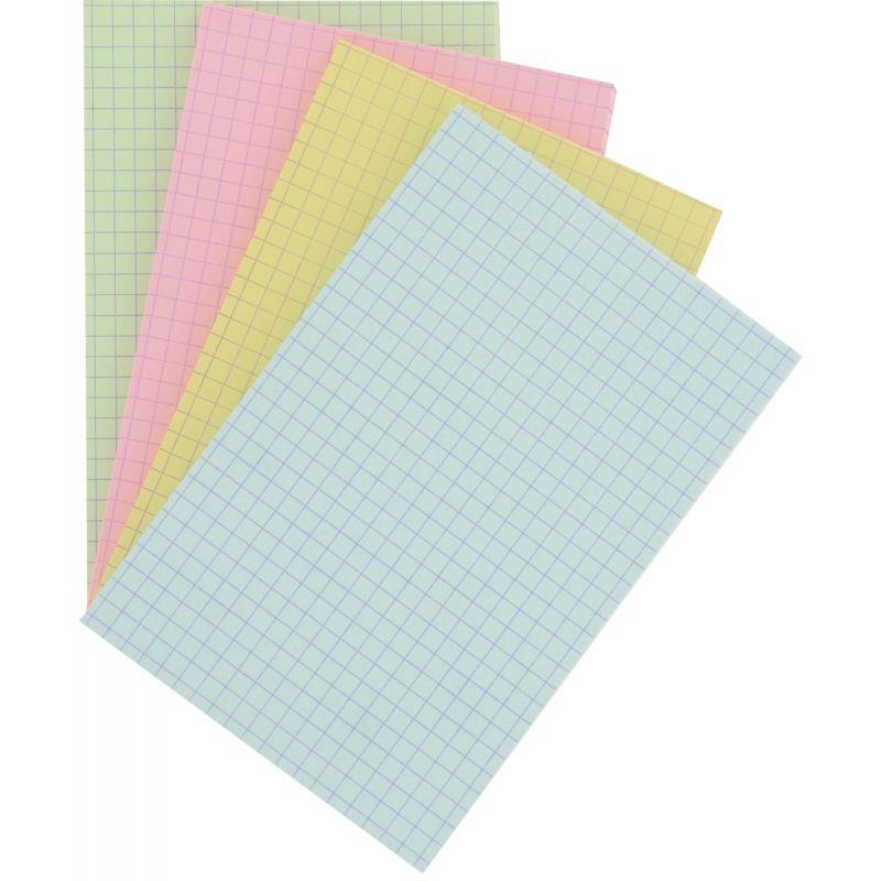 Image de  Paquet 100 fiches bristol non perforées quadrillées 5x5 format 100 x 150 mm couleurs assorties 