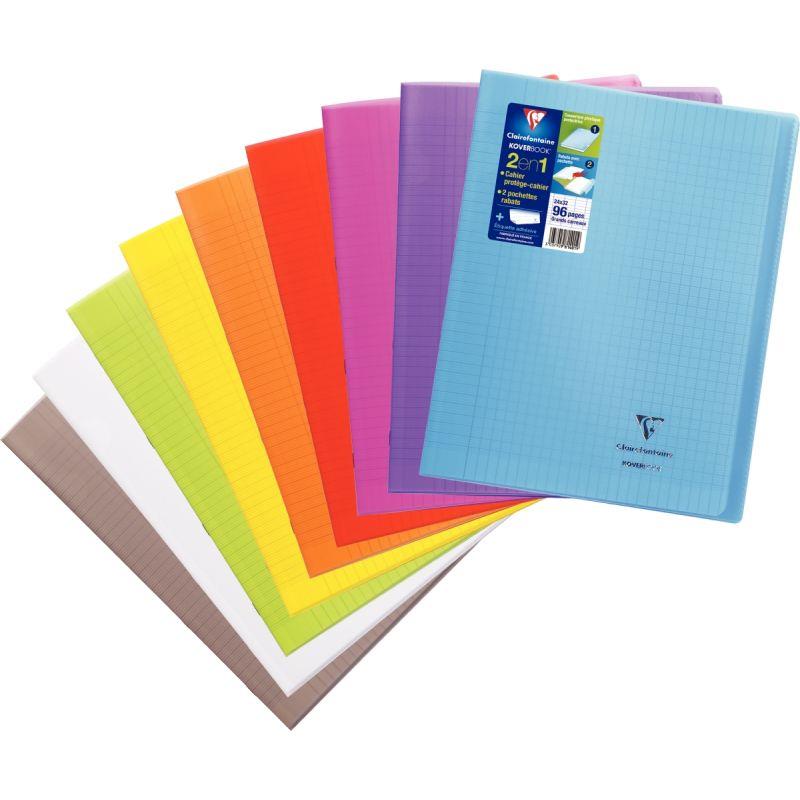 Image de  Piqûre 96 pages KOVERBOOK, format 24x32 cm, seyès 90g, couverture polypropylène coloris assortis 