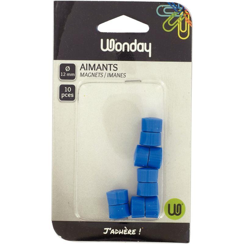 Image de  Blister de 10 punaises magnétiques, diamètre 12 mm bleu 