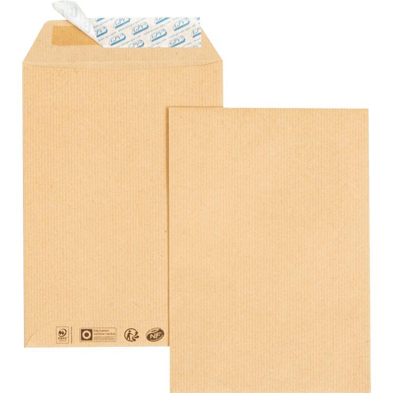 Image de  Boite de 500 pochettes kraft 162x229mm 90g bande siliconée 