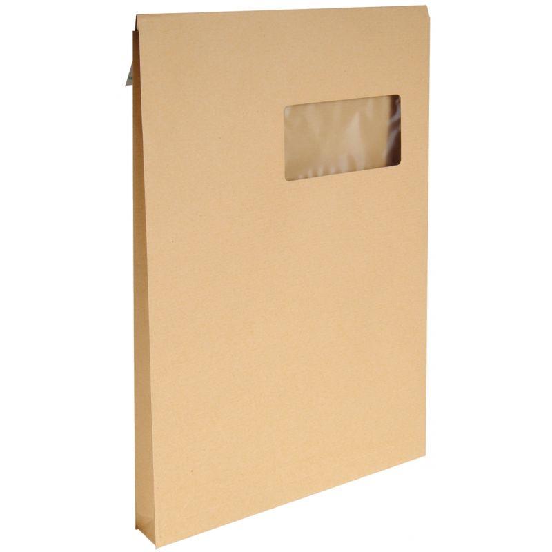 Image de  Paquet de 50 pochettes kraft 229x324mm 120g soufflet 30mm bande siliconée fenêtre 50x100mm 