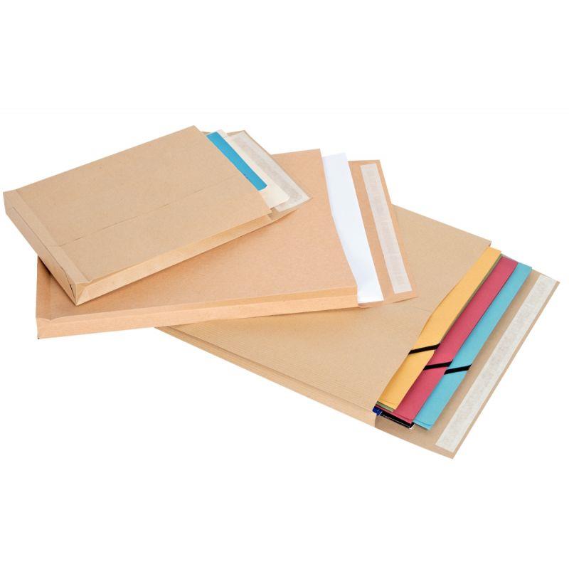 Image de  Paquet de 50 pochettes kraft 260x330mm 120g soufflet 30mm bande siliconée 