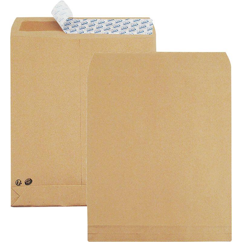 Image de  Paquet de 50 pochettes kraft 275x365mm 120g soufflet 30mm bande siliconée 