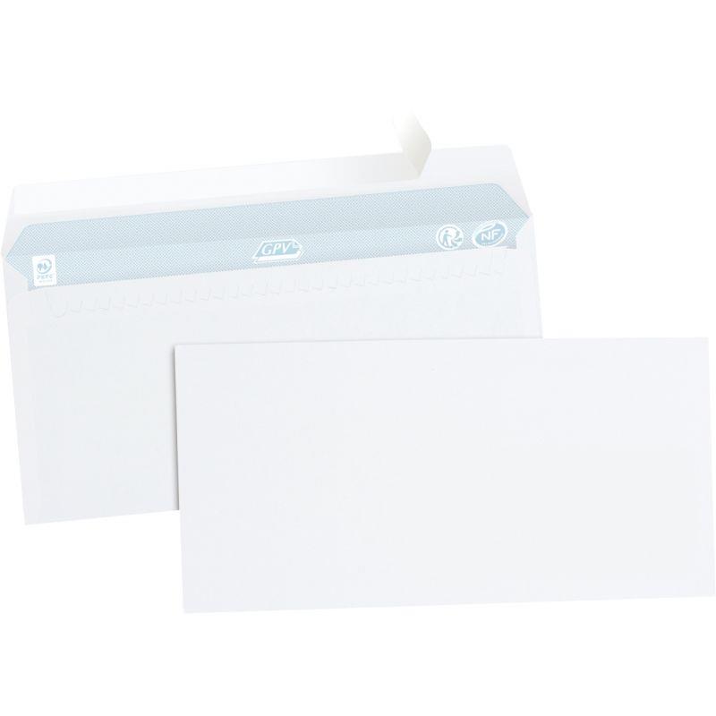 Image de  Boite de 500 enveloppes blanches 110x220mm 80g bande silliconée 