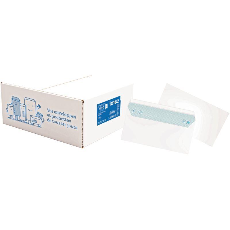 Image de  Boite de 500 enveloppes blanches 110x220mm 80g bande silliconée 