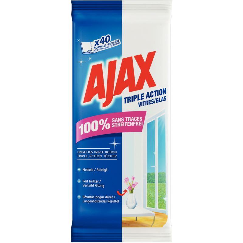 Image de  Paquet de 40 lingettes AJAX nettoyant vitres 