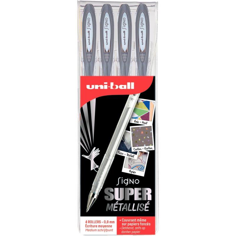 Image de  Pochette de 4 stylos gel Signo argent 
