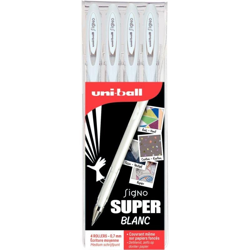 Image de  Pochette de 4 stylos gel Signo blanc 