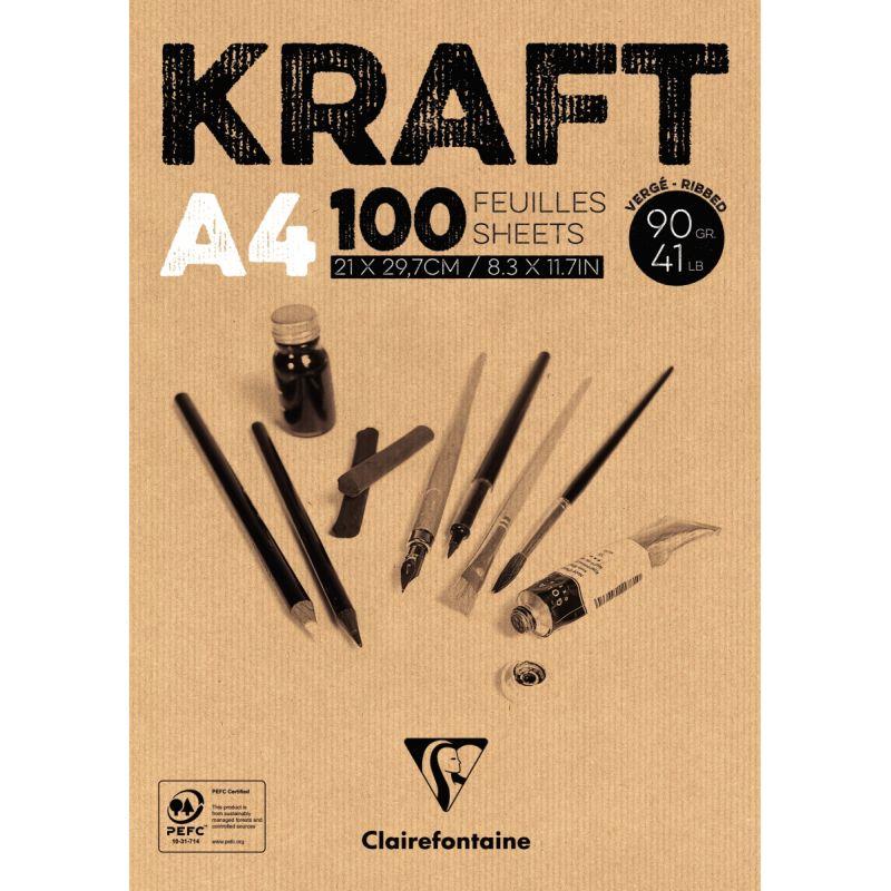 Image de  Bloc de 100 feuilles kraft 90g 210x297mm brun 