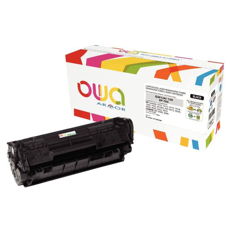 Image de  OWA cartouche laser noire remanufacturée compatible Canon EP703 et HP 12A(Q2612A) 