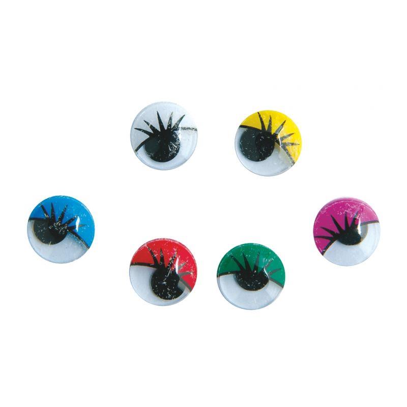 Image de  Sachet de 100 yeux mobiles à coller avec cils diamètre 10 mm 