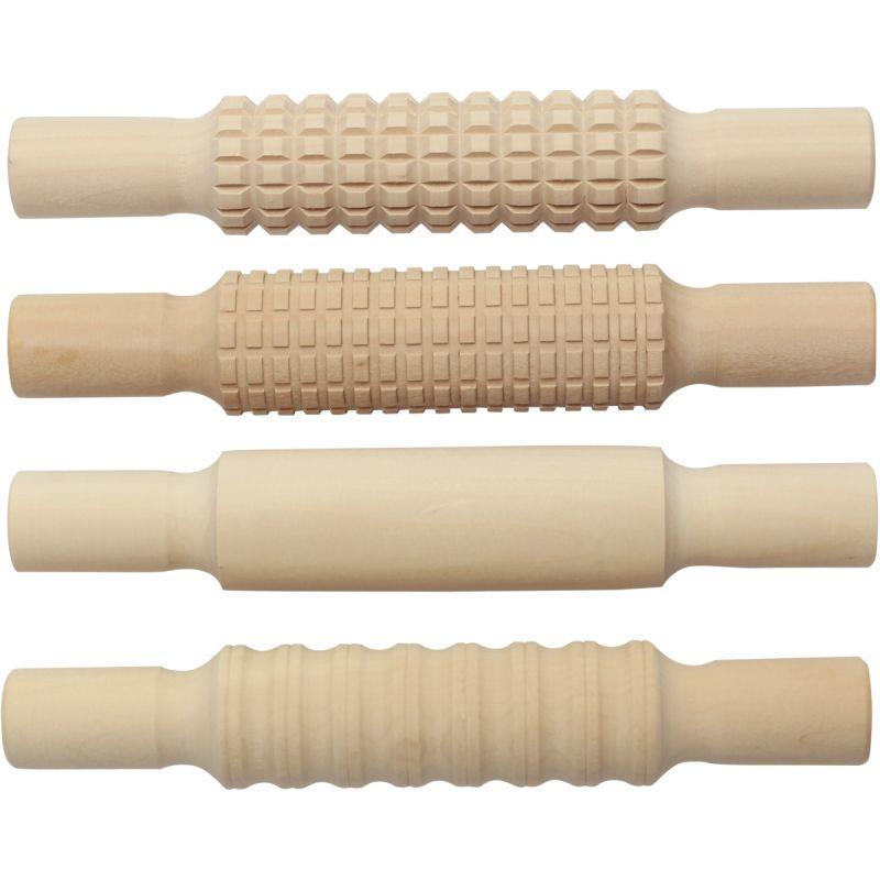 Image de  Lot de 4 rouleaux en bois à empreinte 