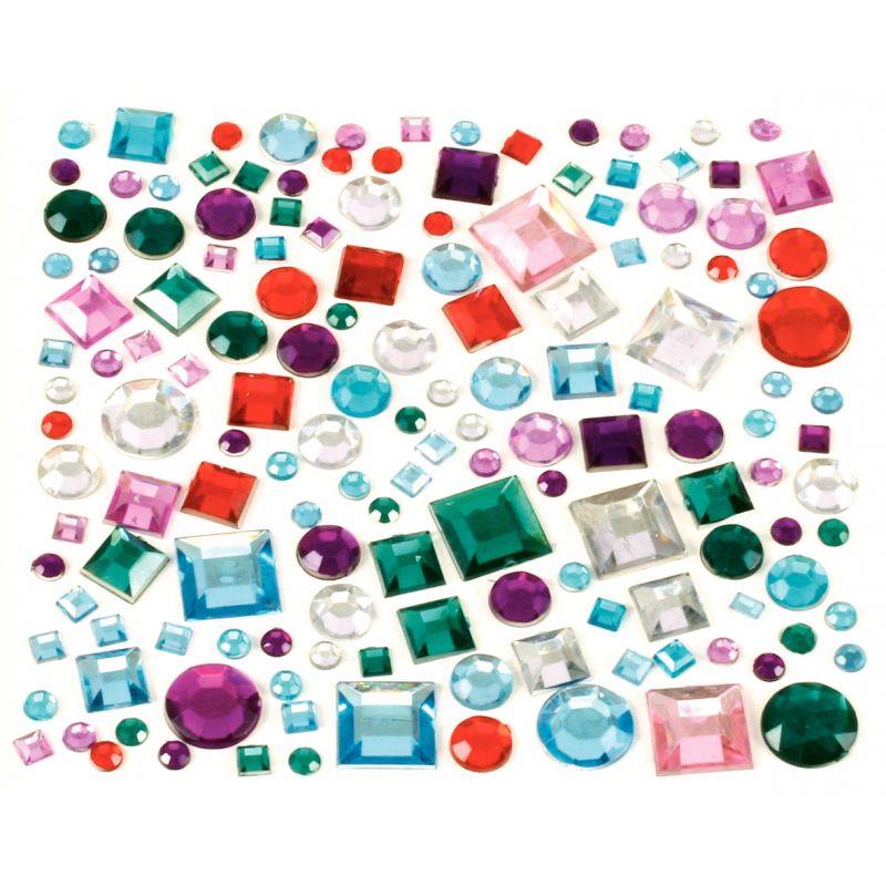 Image de  Sachet de 800 pierres décoratives en plastique à coller formes géométriques assorties 