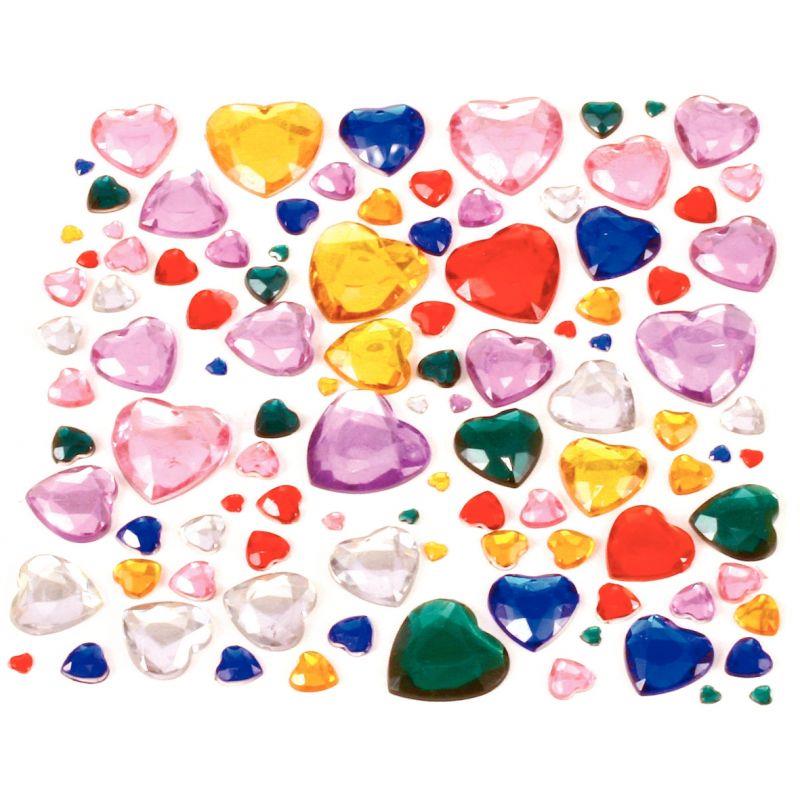 Image de  Sachet de 450 pierres décoratives en plastique à coller forme coeurs assorties 