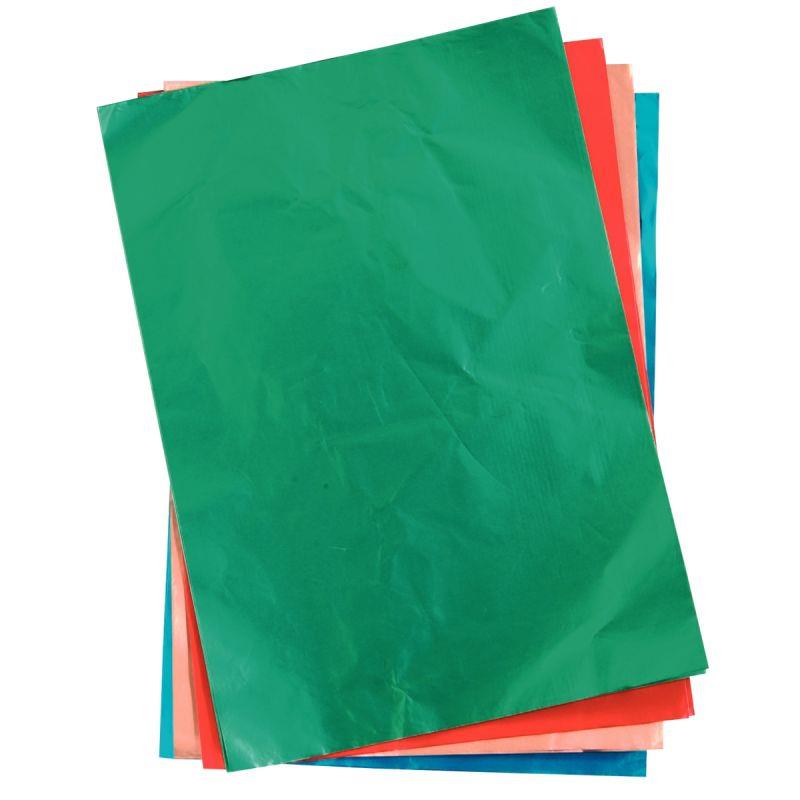 Image de  Pochette de 12 feuilles de métal à repousser en aluminium format 21 x 30 cm couleurs assorties 