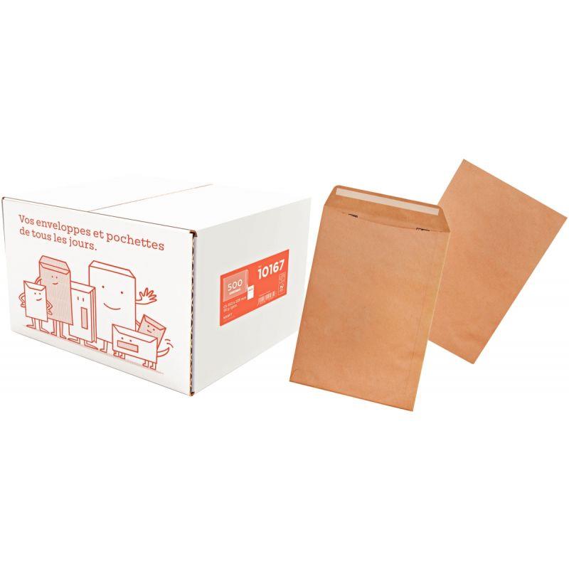 Image de  Boite de 500 pochettes kraft 162x229mm 90g bande siliconée 