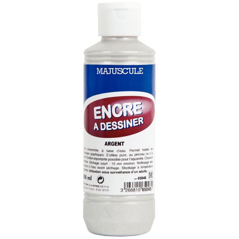 Image de  Flacon de 250 ml d’encre à dessiner coloris argent 