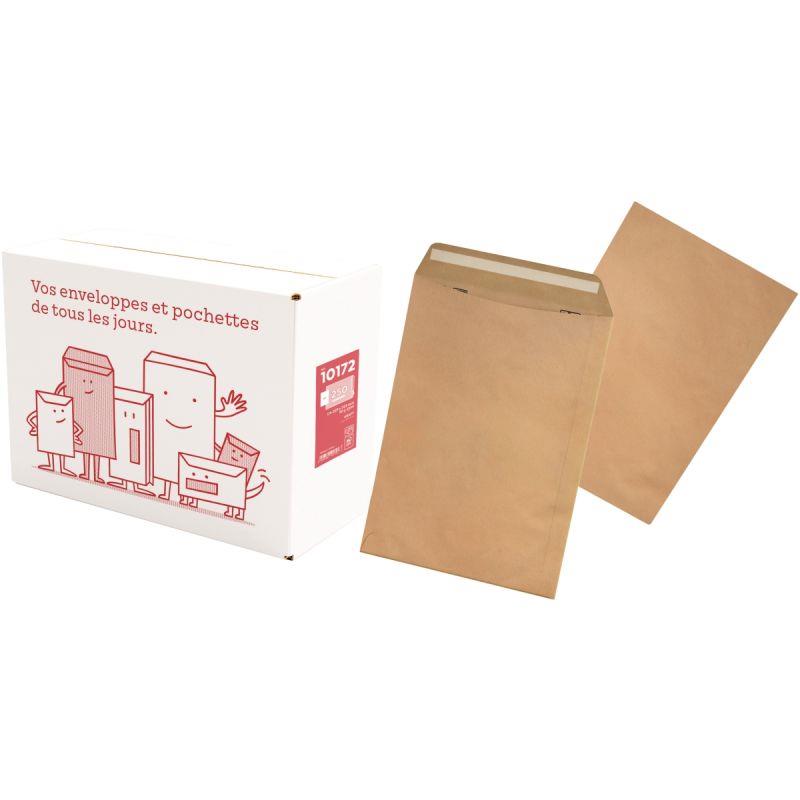 Image de  Boite de 250 pochettes kraft 229x324mm 90g bande siliconée 