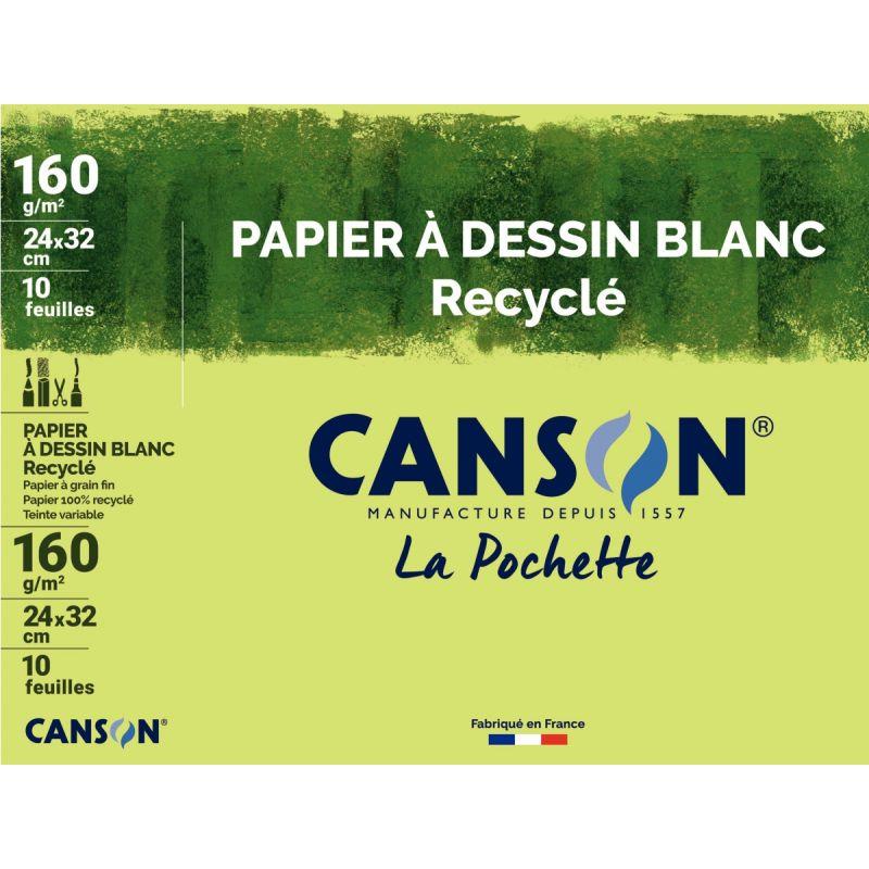 Image de  Pochette de 10 feuilles à dessin recyclé 160g 24x32cm 