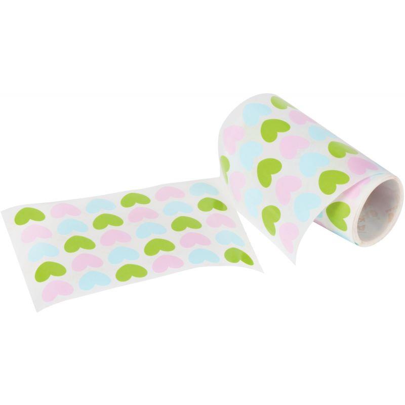 Image de  Rouleau de 900 gommettes adhésives cœurs diamètre 20 mm couleurs assorties 