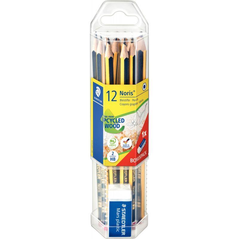 Image de  Étui de 12 crayons graphite Noris120 HB avec 1 mini gomme 