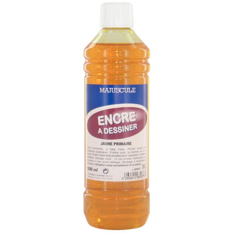Image de  Flacon de 500 ml d’encre à dessiner MAJUSCULE coloris  jaune primaire 
