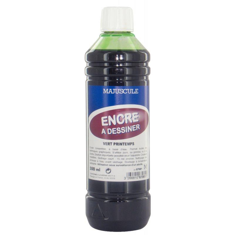 Image de  Flacon de 500 ml d’encre à dessiner MAJUSCULE coloris vert printemps 
