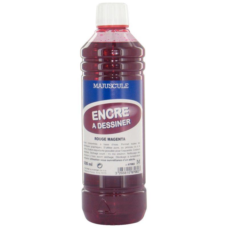 Image de  Flacon de 500 ml d’encre à dessiner MAJUSCULE coloris rouge magenta 