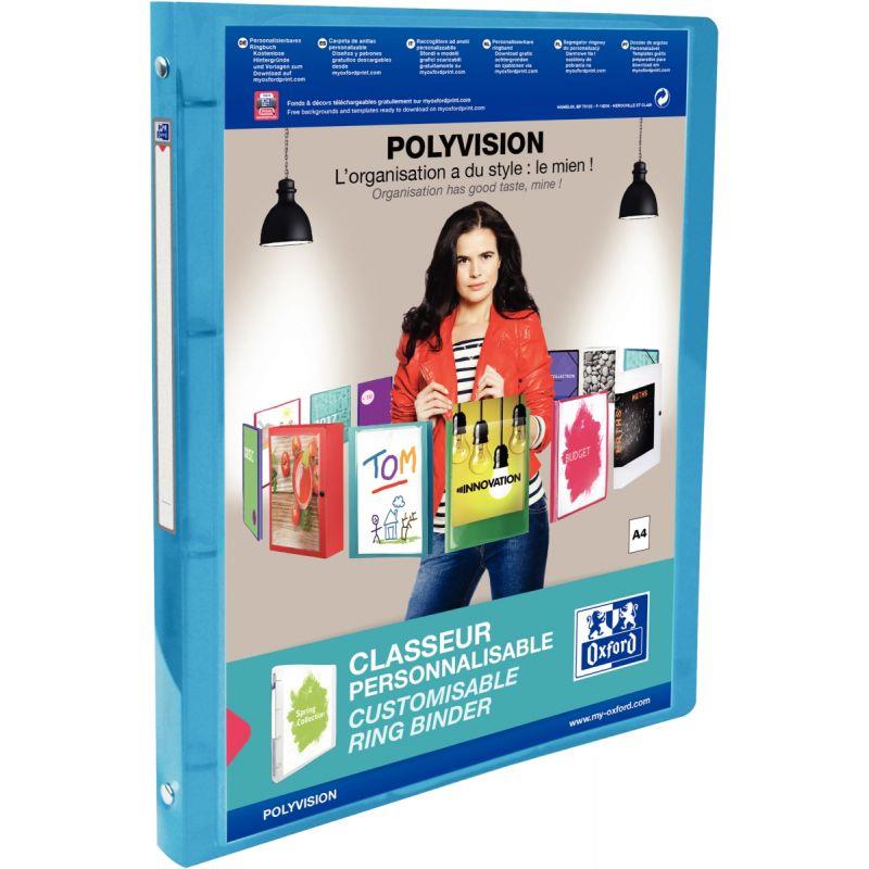 Image de  Classeur personnalisable en polypropylène POLYVISION, format A4, dos 2 cm, bleu 