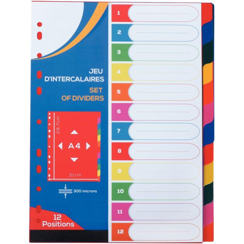 Image de  Jeu de 12 intercalaires en polypropylène 30/100ème, format A4 