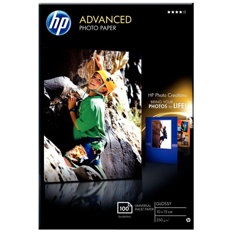 Image de  Paquet de 100 feuilles de papier photo brillant marque HP Q8692A format A6 (10 x 15 cm) 250g 