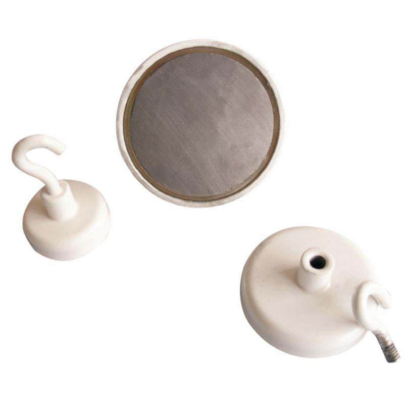 Image de  Blister 2 crochets de suspension magnétique diamètre 25mm blanc 