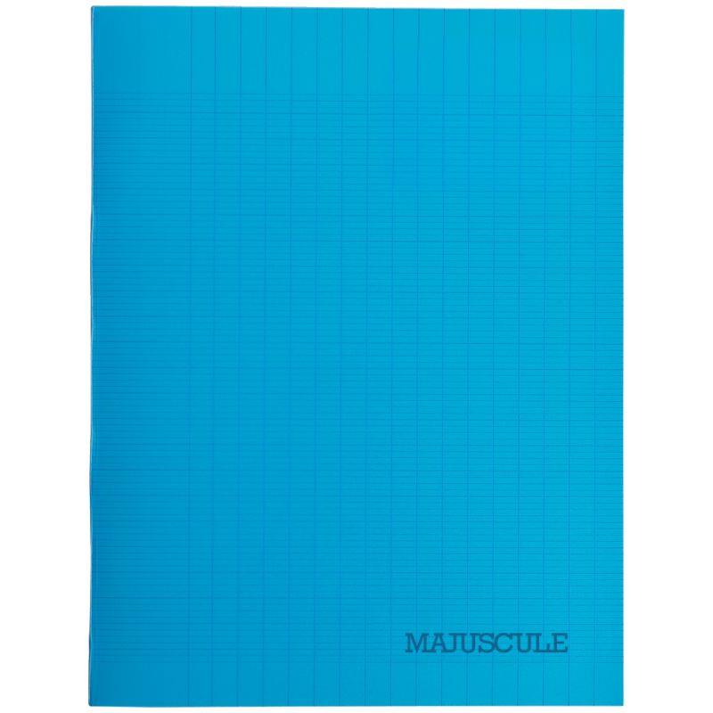 Image de  Piqûre 32 pages MAJUSCULE, format 17x22 cm, papier blanc 90g, seyès, couverture polypropylène bleu 