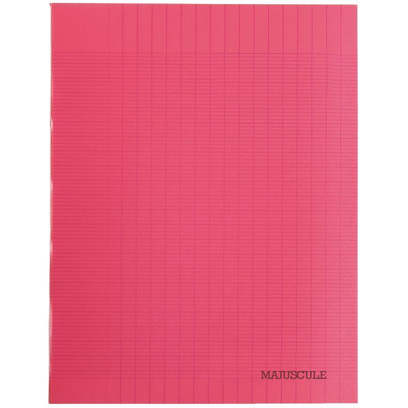 Image de  Piqûre 32 pages MAJUSCULE, format 17x22 cm, papier blanc 90g, seyès, couverture polypropylène rouge 