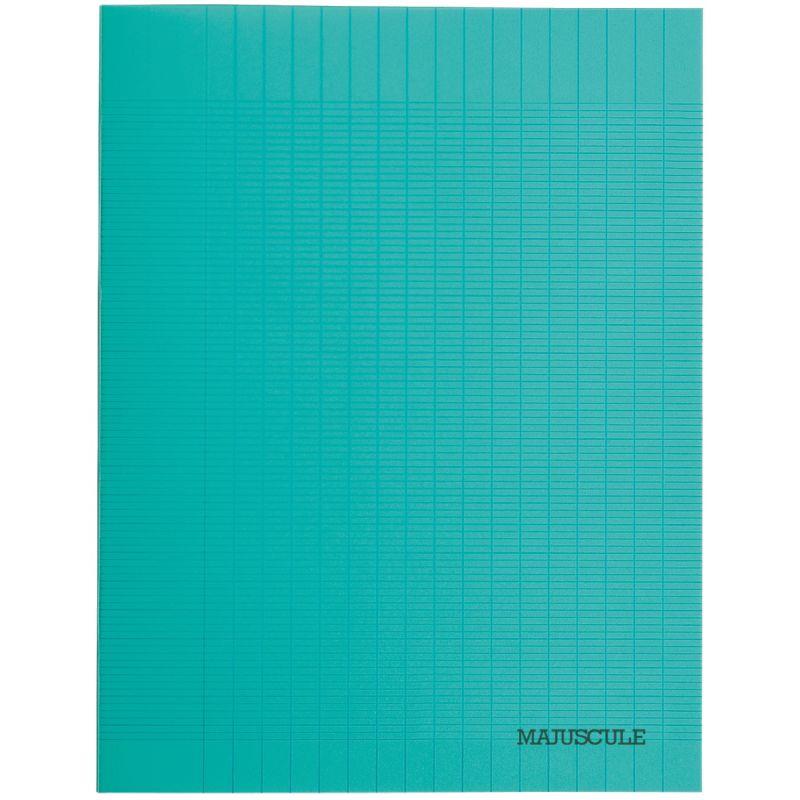 Image de  Piqûre 32 pages MAJUSCULE, format 17x22 cm, papier blanc 90g, seyès, couverture polypropylène vert 