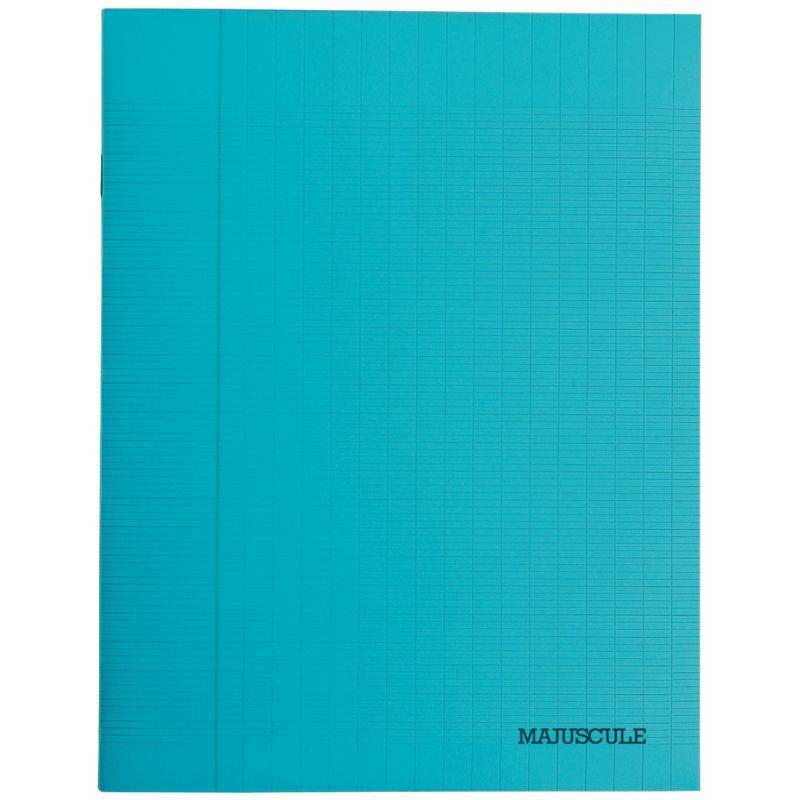 Image de  Piqûre 48 pages MAJUSCULE, format 17x22 cm, papier blanc 90g, seyès, couverture polypropylène bleu 