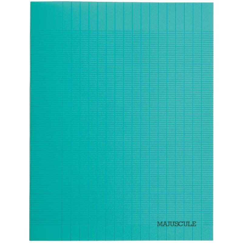 Image de  Piqûre 48 pages MAJUSCULE, format 17x22 cm, papier blanc 90g, seyès, couverture polypropylène vert 