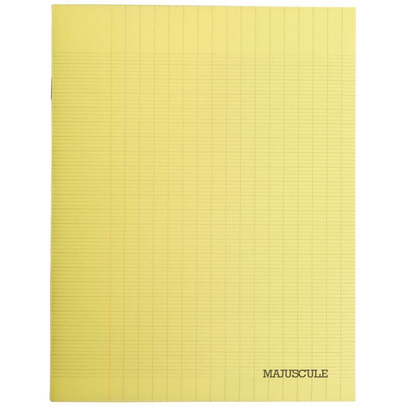 Image de  Piqûre 48 pages MAJUSCULE, format 17x22 cm, papier blanc 90g, seyès, couverture polypropylène jaune 