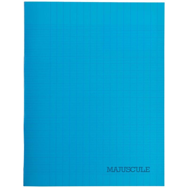 Image de  Piqûre 64 pages MAJUSCULE, format 17x22 cm, papier blanc 90g, seyès, couverture polypropylène bleu 